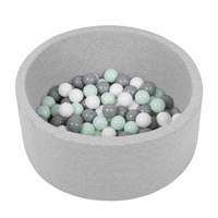 Bällebad Bällepool für Baby Kinder mit bunten Bällen Rund, hellgrau: weiß/grau/minze, 70x30cm/150 Bälle