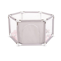 Sechseckiger Laufstall mit Bällen Laufgitter für Kinder, Grau:weiß/grau/puderrosa, 900 Bälle