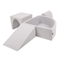 KiddyMoon Spielplatz Schaumstoff mit Viertel Eckig Bällebad Bälle Hindernisläufe, hellgrau:perle/grau/transparent/babyblue/minze, Bällebad (200 Bälle) + Version 2