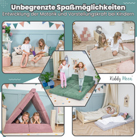 KiddyMoon Kindersofa aus Schaumstoff Spielsofa für Kinder Schlafsofa Kindersessel Sofa für Kinderzimmer Kindercouch Faltmatratze, hellgrau, Kindersofa