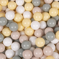 KiddyMoon Rund Bällebad Velvet Bällepool ∅ 7Cm Ballgruben Für Babys Spielbad Kleinkinder, Hergestellt in der EU, waldgrün: pastellbeige/grüngrau/pastellgelb/weiß, 90 x 30 cm 300 Bälle