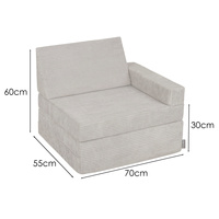 KiddyMoon Kindersessel aus Schaumstoff Sessel für Kinder Kinderzimmer Faltmatratze Relaxsessel Kuschelsessel, hellgrau, Kindersofa