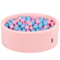 KiddyMoon Bällebad Bällepool mit bunten Bällen ∅ 7Cm  für Babys Kinder Rund, Bubblegum:puderrosa/babyblau, 90x30cm/200 Bälle