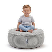 KiddyMoon Kinderpouf aus Schaumstoff mit abnehmbarem Bezug, hellgrau, L