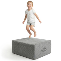KiddyMoon Hüpfpolster für Kinder Hüpfmatratze Kindertrampolin für Zuhause Turnmatte Matratze zum Hüpfen Abnehmbarer Bezug Waschbar, Dunkelgrau, Hüpfpolster