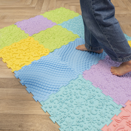 KiddyMoon Sensorik-Puzzlematte für Kinder Therapiematte, Mehrfarbig, 9 Stücke