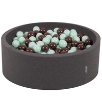 KiddyMoon Bällebad Bällepool mit bunten Bällen ∅ 7Cm  für Babys Kinder Rund, Dunkelgrau, 90 x 30 cm 300 Bälle