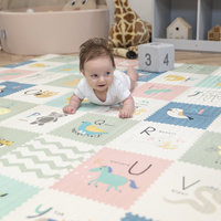 KiddyMoon Babymatte Zweiseitige Krabbelmatte Schaumstoffmatte Für Kinder Kindermatte Kindgerechte Muster Spielplatz Entwicklung Sicherer Und Bequemer Ideal Für Drinnen Und Draußen, Braun-Elefant, 180x200x1cm