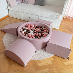 KiddyMoon Spielplatz aus Schaumstoff mit Bällebad und Bällen Hindernisläufen, erikafarben:pastellblau/pastellgelb/weiß/minze/puderrosa, Bällebad (200 Bälle) + Version 5