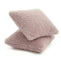 KiddyMoon Dekokissen für Kinder 2er Set Teddyplüsch Kinderzimmer 30x30 cm, rosa, 2er Pack