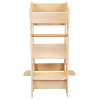 KiddyMoon Lernturm für Kinder ab 1 Jahr, Anti-Kipp-Schutz, 3-fach höhenverstellbar, Montessori Küchenhelfer ST-003, Natürlich, 91,5x39,3x49,4