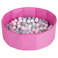 Faltbare Bällebad mit Bälle für Kinder Spielbad, rosa:perle/grau/transparent/puderrosa, 100 Bälle