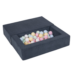 KiddyMoon Kindersofa und Bällen Für Kinder Weiches Schaumstoff-Sofa Leich Modulares Sofa Vielseitig Abnehmbarer Bezug Perfekt für Spiel Lernen und Entspannung, dunkelblau: pastellblau/pastellgelb/weiß/minze/puderrosa, Sofa + 100 Bälle