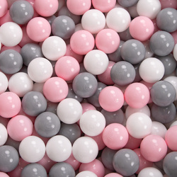 KiddyMoon Viertel Eckig Bällebad Bällepool ∅ 7Cm Ballgruben Für Babys Spielbad Kleinkinder, Hergestellt in der EU, hellgrau:weiß/grau/puderrosa, 90x30cm/200 Bälle