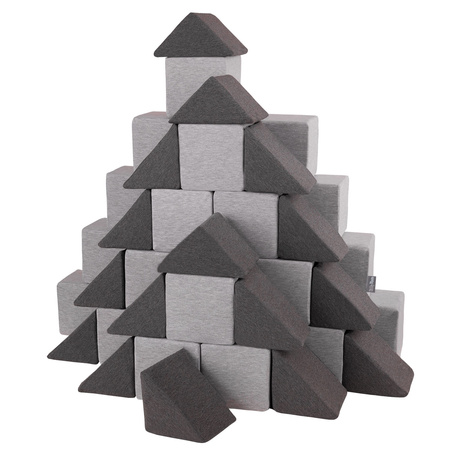 KiddyMoon Schaumstoff Würfel für Baby Weiche Blöcke Schaum Spielzeug Montessori-Spielzeug mit Schaum und viel Spaß für Kinder, Mix: hellgrau-dunkelgrau, 48 Stücke