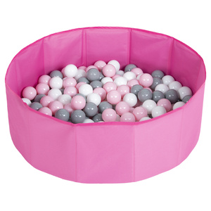 Faltbare Bällebad mit Bälle für Kinder Spielbad, rosa:weiß/grau/puderrosa, 200 Bälle