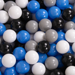KiddyMoon Kinder Bälle für Bällebad Baby Spielbälle Plastikbälle ∅7cm Made in EU, grau/weiß/blau/schwarz, 700 Bälle/7cm