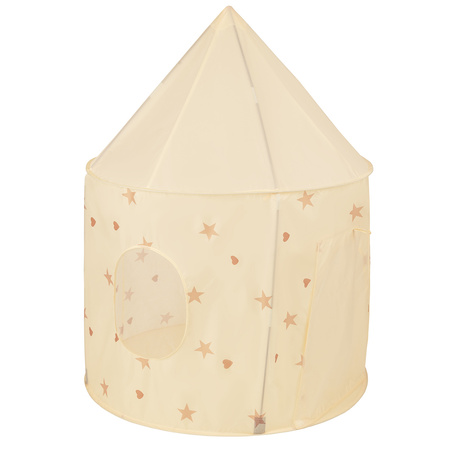 Kinderzelt Spielzelte in Pavillonform Für Kinder Leicht Aufzubauen Tragbar Spielhaus Perfekt Für Drinnen Und Draußen, hellbeige: pastellbeige/weiß/perle, 100 Bälle