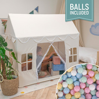 KiddyMoon Spielhaus Kinderzelt Für Kinder Kinderhaus Faltbares Design Kinder Spielzelt Indoor Kreativität Kuschelecke Kinderzelt Perfekt Für Drinnen Und Draußen Kinderzimmer, Naturfarbe:pastellblau/pastellgelb/weiß/minze/puderrosa, 200 Bälle