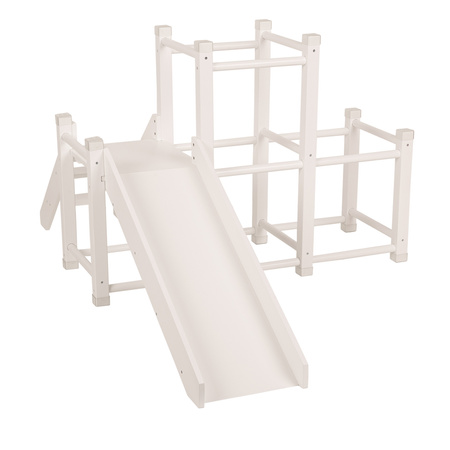 KiddyMoon Klettergerüst Indoor Holz Spielplatz Mit Rutsche Kletterdreieck Für Kinder Kletterturm Mit Climber Für Kinderzimmer Montessori, Anti-Rutsch Pads, Stabile Konstruktion, , UNI