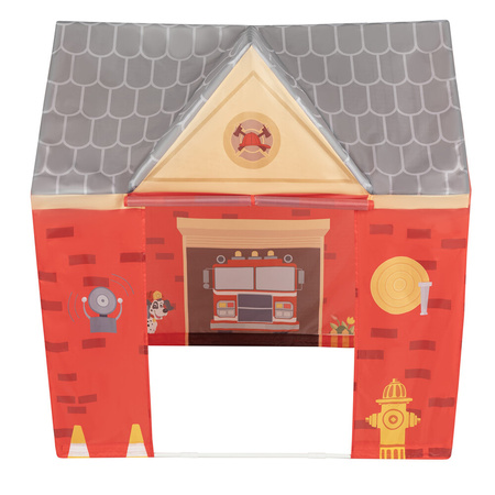 Spielhaus Spielzelt Feuerwehrhaus Faltbares Für Kinder Realistisches Design Langlebige Und Sichere Materialien Leicht Zu Montieren Perfekt Für Drinnen Und Draußen, rot-grau, Keine Bälle