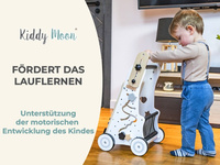KiddyMoon Lauflernwagen aus Holz für Kinder Lauflernhilfe Spaß Babys, Laufen Lernen, Multifunktion Holzspielzeug für Kleinekinder Montessori-Spielzeug,, Schwarz - Weiß, Griff Verstellbar