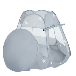 Baby Spielzelt Mit Plastikbällen Für Kinder Leicht und Kompakt ideal für Drinnen Und Draußen Fördert Sensorische Integration Schneller Aufbau, grau:grau-weiß-transparent-babyblau, 600 Stück