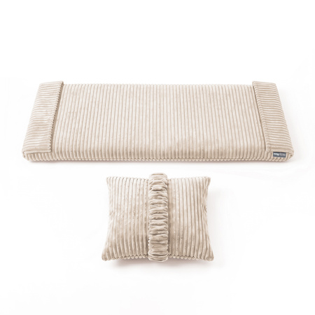 KiddyMoon Matratze mit Kissen für Balance Board Rippenstrick Bezug Waschbarer Bezug, beige, Matratze/Kissen