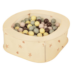 NK-200X Faltbarer Bällepool für Kinder mit Bälle Pop-Up, hellbeige:pastellbeige/grüngrau/pastellgelb/braun, 100 Bälle