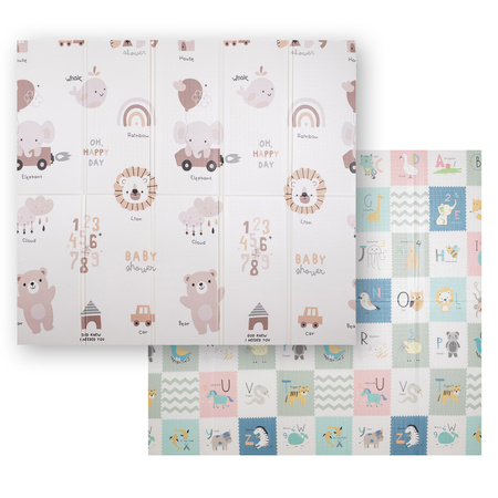 KiddyMoon Babymatte Zweiseitige Krabbelmatte Schaumstoffmatte Für Kinder Kindermatte Kindgerechte Muster Spielplatz Entwicklung Sicherer Und Bequemer Ideal Für Drinnen Und Draußen, Braun-Elefant, 180x200x1cm