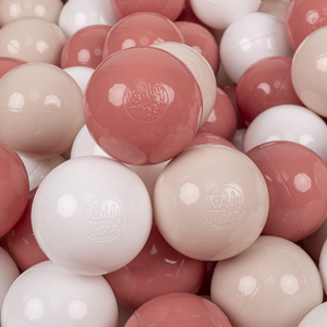 KiddyMoon Kinder Bälle für Bällebad Baby Spielbälle Plastikbälle ∅7cm Made in EU, pastellbeige/lachsfarben/weiß