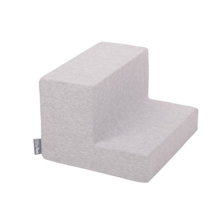 KiddyMoon Spielplatz aus Schaumstoff mit Quadrat Bällebad Ballgruben für Babys Spielbad Hindernisläufen, Hergestellt in der EU, hellgrau:weiß/grau/puderrosa, Bällebad (100 Bälle) + Stüfchen