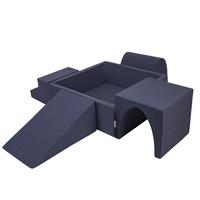 KiddyMoon Spielplatz aus Schaumstoff mit Quadrat Bällebad Bälle Hindernisläufen, dunkelblau:weiß/grau/minze, Bällebad (300 Bälle) + Version 3