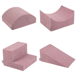 KiddyMoon Spielplatz Aus Schaumstoff Für Kinder mit Bälle Waschbare Bezug, violett: pastellbeige/weiß/kupferrrot/lachsfarben, Bällebad (200 Bälle) + Version 5