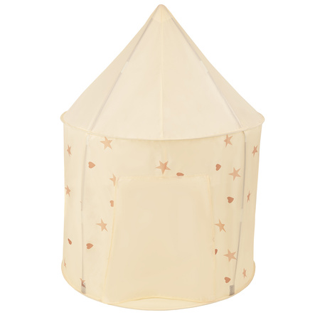 Kinderzelt Spielzelte in Pavillonform Für Kinder Leicht Aufzubauen Tragbar Spielhaus Perfekt Für Drinnen Und Draußen, hellbeige: pastellbeige/weiß/perle, 100 Bälle