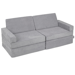 KiddyMoon Kindersofa Aufklappen aus Schaumstoff Spielsofa für Kinder Schlafsofa Kindersessel Kinder Couch Kinder Sofa für Kinderzimmer Kindercouch Faltmatratze Matratzen, dunkelgrau, 140x55x30 cm