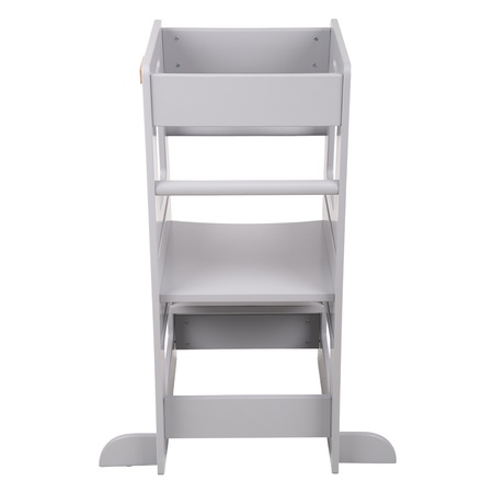 KiddyMoon Lernturm für Kinder ab 1 Jahr, Anti-Kipp-Schutz, 3-fach höhenverstellbar, Schutzbügel, Montessori Küchenhelfer, grau, 91,5x39,3x49,4