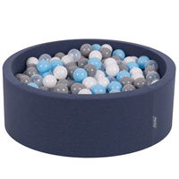 KiddyMoon Bällebad Bällepool mit bunten Bällen ∅ 7Cm für Babys Kinder Rund, dunkelblau, 90 x 30 cm 300 Bälle