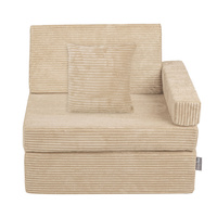 KiddyMoon Kindersessel aus Schaumstoff Sessel für Kinder Kinderzimmer Faltmatratze Relaxsessel Kuschelsessel, beige, Kindersofa mit Kissen