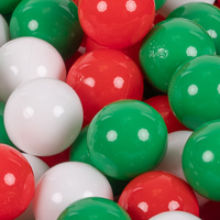 KiddyMoon Kinder Bälle für Bällebad Baby Spielbälle Plastikbälle ∅7cm Made in EU, grün/weiß/rot, 300 Bälle/7cm