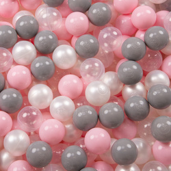 Baby Spielzelt Mit Plastikbällen Für Kinder Leicht und Kompakt ideal für Drinnen Und Draußen Fördert Sensorische Integration Schneller Aufbau, pink:perle-grau-transparent-puderrosa, 600 Stück