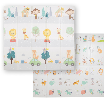 KiddyMoon Babymatte Zweiseitige Krabbelmatte Schaumstoffmatte Für Kinder Kindermatte Kindgerechte Muster Spielplatz Entwicklung Sicherer Und Bequemer Ideal Für Drinnen Und Draußen, Orange-Zirkus, 180x200x1cm