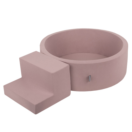 KiddyMoon Spielplatz aus Schaumstoff mit Rund Bällebad (200 Bälle) Ballgruben für Babys Spielbad Hindernisläufen, Hergestellt in der EU, erikafarben:pastellbeige/puderrosa/perle, Bällebad (100 Bälle) + Stüfchen