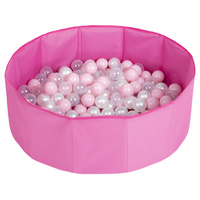 Faltbare Bällebad mit Bälle für Kinder Spielbad, rosa:puderrosa/perle/transparent, 100 Bälle