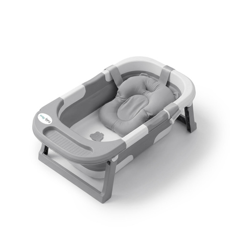 KiddyMoon Faltbare Babybadewanne Kunststoff mit Badekissen, Grau, M
