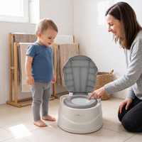 KiddyMoon Töpfchen für Kinder 3in1 mit Tritthocker Abschließbarer Deckel, Grau, UNI