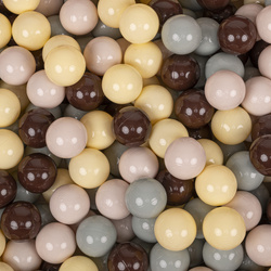 KiddyMoon Kinder Bälle für Bällebad Baby Spielbälle Plastikbälle ∅7cm Made in EU, pastellbeige/grüngrau/pastellgelb/braun, 100 Bälle/7cm