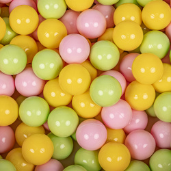 KiddyMoon Bällebad Bällepool mit bunten Bällen ∅ 7Cm für Babys Kinder Rund, pink:hellgrün/gelb/puderrosa, 90x30cm/200 Bälle