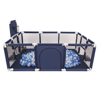 Laufstall Baby Großer Spielplatz mit Bällen Laufgitter für Kinder, Dunkelblau:babyblau/blau/perle, 100 Bällen