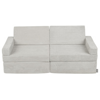 KiddyMoon Kindersofa aus Schaumstoff Spielsofa für Kinder Schlafsofa Kindersessel Sofa für Kinderzimmer Kindercouch Faltmatratze, hellgrau, 140x55x30 cm